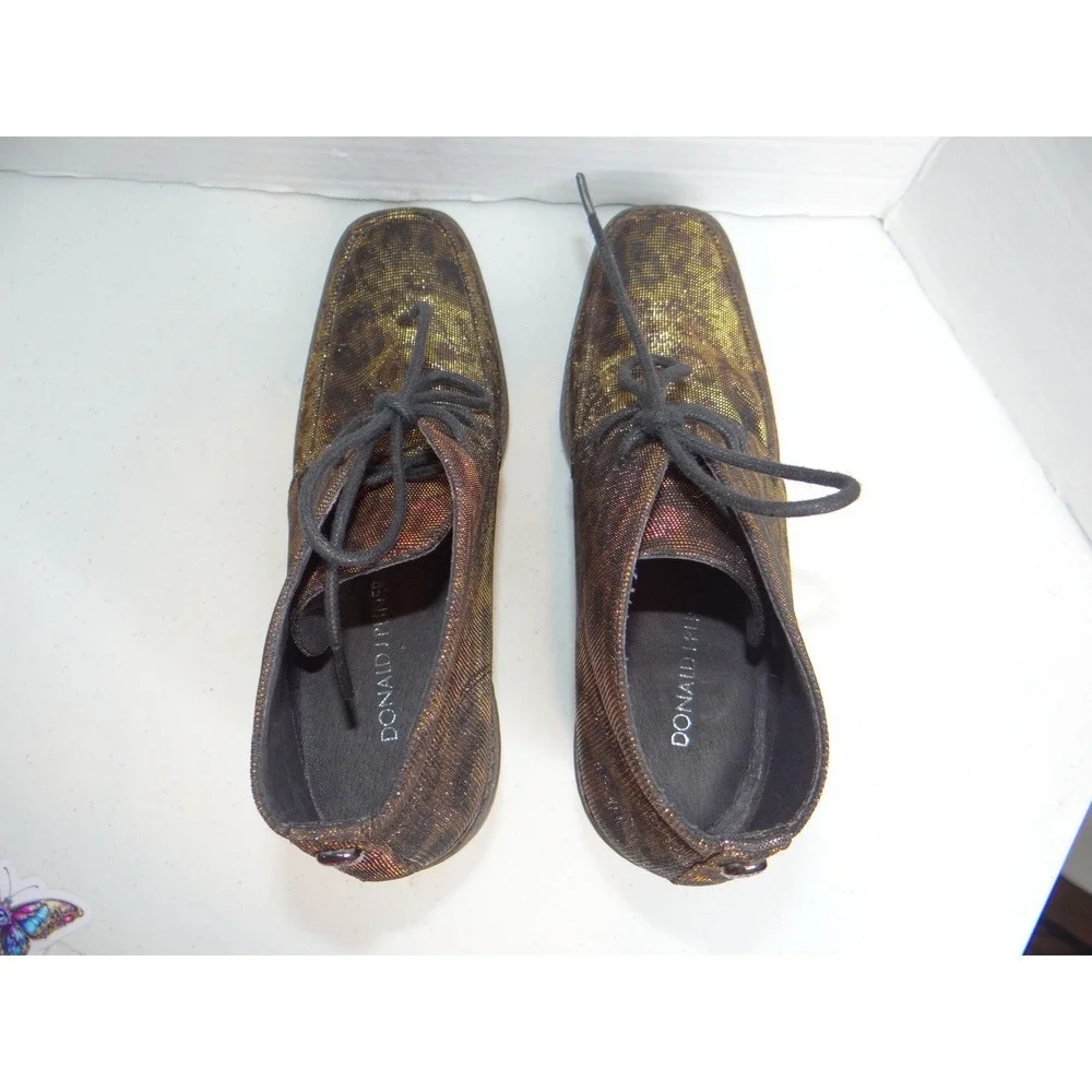 Donald J Pliner Dakota Leopard Metallic Wedge Booties‎ Square Toe 6M